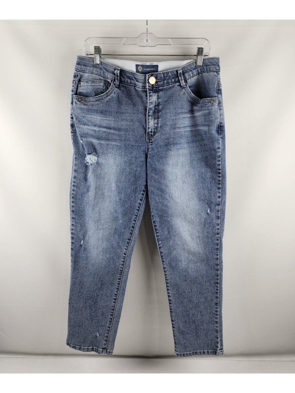 Democracy Jeans Women 12 Blue AB Solution Distressed Vintage Denim (32x26)